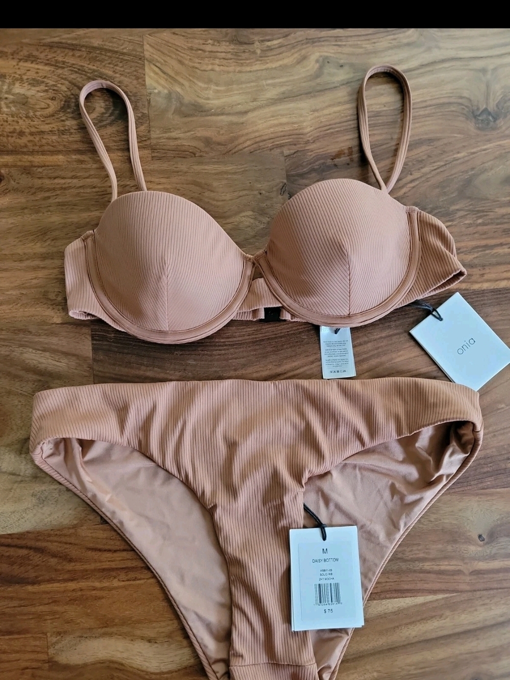 Onia Women's Ribbed Molded Bikini Set in Blush